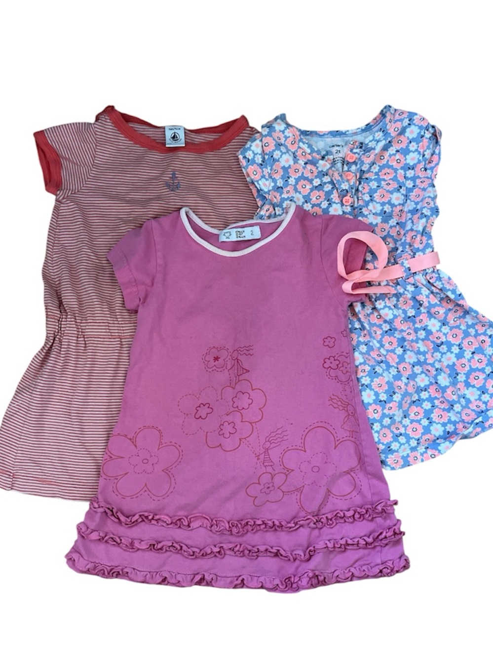 Set of three girls cotton summer dresses size 2T